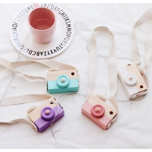 1Pcs Baby Wooden Camera Toys Nordic Style Child Camera Toys Hanging Beech Creative Photography Props Home Ornaments