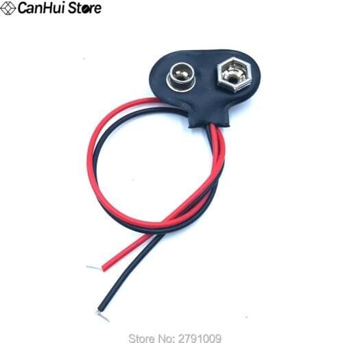 10Pcs 15cm Black Red Cable Connection 9V Battery Clips Connector Buckle Wire Connecting Head Soft Skin 9V Battery Buckle