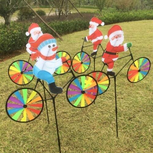 3D Large Santa Claus On Bike Windmill Wind Spinner Whirligig Yard Garden Decor