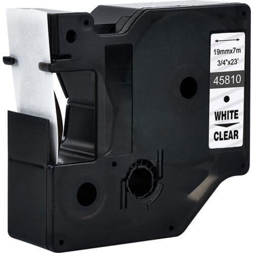 45810 White on clear Compatible Dymo D1 19mm Label Printers 3/4'' W X 23' L (19mm*7m) for Dymo Label Manager 260 280