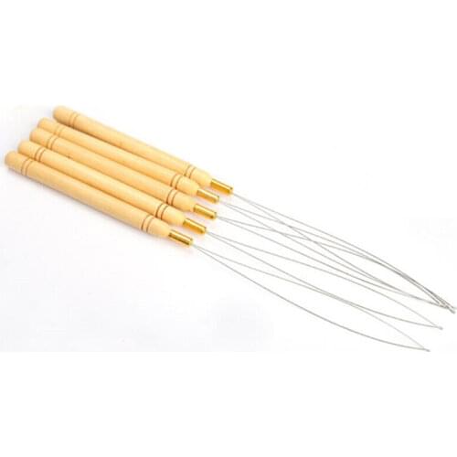 5Pcs Rings Loop Tool Threader Pulling Needle Used with Hair Plier and Beads for Human Hair Feather Extension Tools