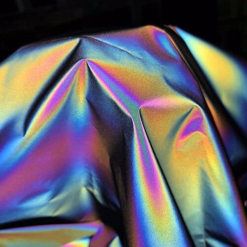 50cm*130cm Reflective Iridescence Magic Rainbow Fabric Variable Color Brilliant Reflecting Light Fiber Fabric 100% Polyester