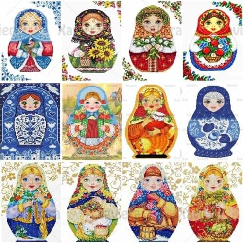 5D DIY Diamond Painting Russian Doll Matryoshka Pattern Needlework Diamond Embroidery Cross Stitch Kit Rhinestones Mosaic Gift