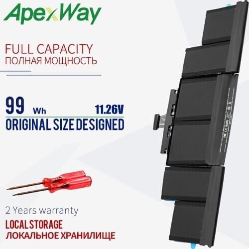 ApexWay 8800mAh A1494 Laptop Battery for Apple Macbook Pro 15" A1398 Retina Late 2013&Mid 2014 ME293 ME294 Srewdriver Battery