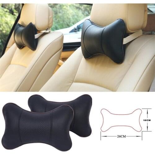 Pair AUTO Accessories Parts Car Seat Headrest Neck Pillow Universal PU Leather Soft Cushion Decompress Breathable Free Shipping