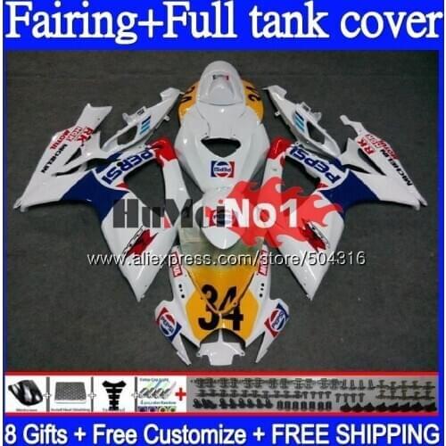 +Tank For SUZUKI GSXR 600 750 CC 600CC 750CC GSX-R750 65MC.75 White Glossy GSXR750 GSXR-600 K6 GSXR600 06 07 2006 2007 Fairings