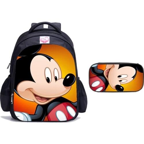 Disney Children Backpack Mickey Minnie Mouse Schoolbag Boys and Girls Orthopedic Backpack Sets Pencil Bag Primary Kids Mochilas