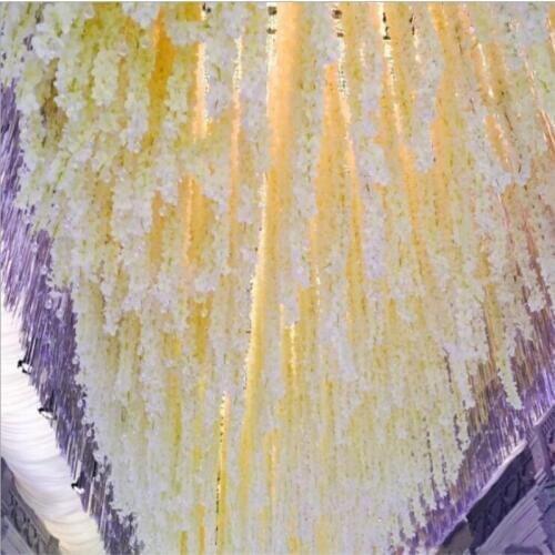 Exellent Brand New 500piece 34cm Artificial Wisteria Flower Vine Handmade Hanging Garland Wedding Home Decorative Rattan