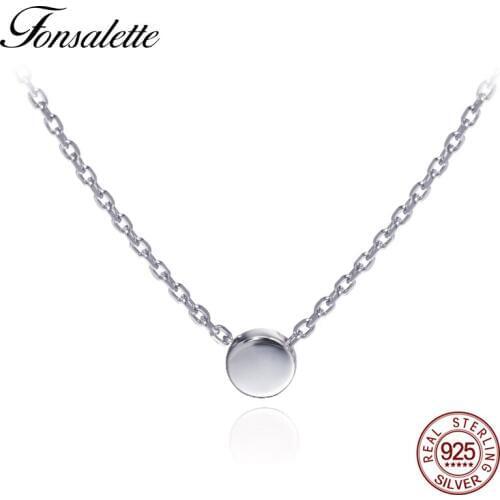 Fonsalette Tiny Dot Necklace 925 Sterling Silver Floating Disc Circle Pendant Minimalist Necklace woman jewelry wholesale ZK30