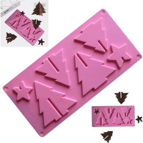 Christmas tree shape 3D Craft Relief Chocolate confectionery Silicone Mold Fondant Cake Kitchen Decorating DIY Tools
