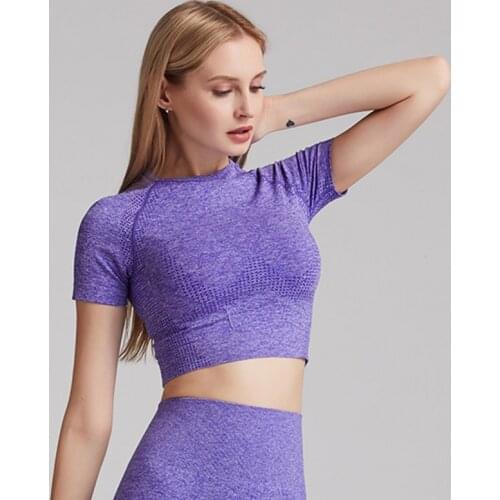5 Color Vital Seamless Yoga Shirt Women Fitness Short Sleeve Crop Top Workout Tops Gym Clothes Sportswear Running T-shirts