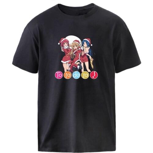 T-shirts Toradora Anime Man Short Sleeve O-Neck Graphic Tee shirts 2021 Summer Vintage Kpop Tees Homme Black Graphic Top