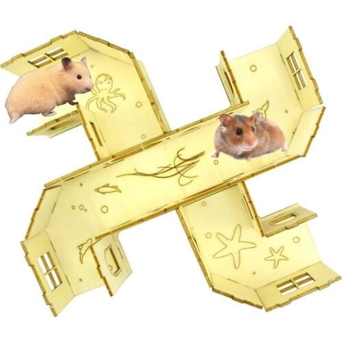 Hamster Toy Maze Wooden Tube Tunnel Cage Hideout Small Animals Toys to Play Rest Explore for guinea pig Chinchilla 5 Kinds