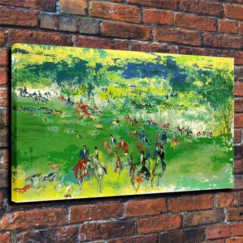 LeRoy Neiman HD Print Modern Abstract Fox Hunt Oil Painting on Canvas Poster Wall Art Picture for Living Room Home Decor