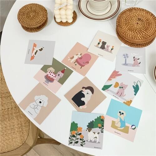 ​Daily Life Of Dogs Series Decoration Card 10 Sheets Cute Cartoon Postcard Diy Girl Bedroom Background Wall Sticker Photo Props