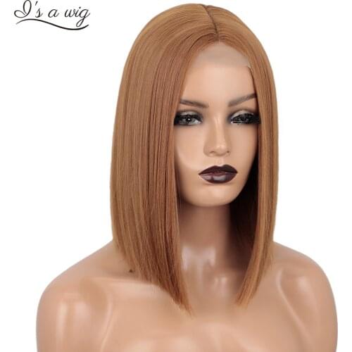 Is a wig Short Straight Brown Bob Wigs Synthetic Wigs for Black White Women 613 60 Blonde Black Red White Pink Daily Use Hairs