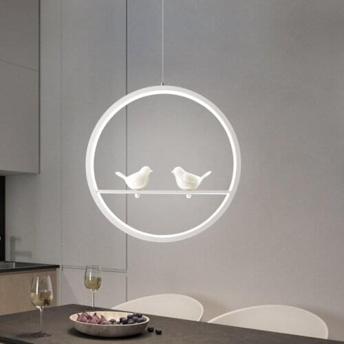 Nordic Creative Bird LED Chandeliers Bar Dining Room Drop Lights 90-260V Ring Home Decorate Novelty Loft Bird Hanging Lamps
