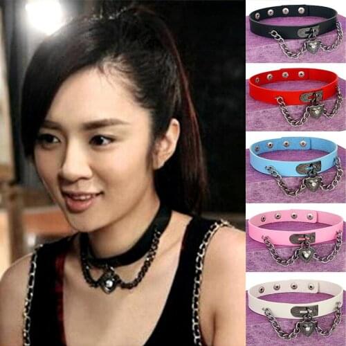 Fashion 1 PCS Women Girls Punk Heart Dangle Pendant Choker Chain Goth Leather Necklace Collar Choker New Arrival ras de cou