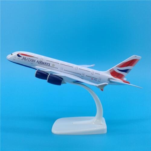 20cm 1/400 scale airplane model toys Airbus A380 aircraft Air British model diecast alloy plane with base F display collective