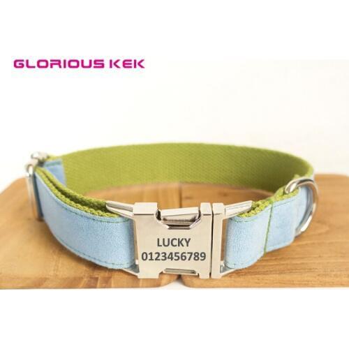Fashion Designer Cat Collars Luxury Suede Dog Collar 2 Colors Durable Nylon Safety Neck Collars for Small Medium Large Dog XS-XL