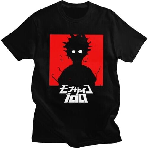 Fashion Mens Mob Psycho 100 T Shirt Men Short Sleeve O-neck Cotton T-shirt Designer One Anime Manga Shigeo Kageyama Tee Clothing