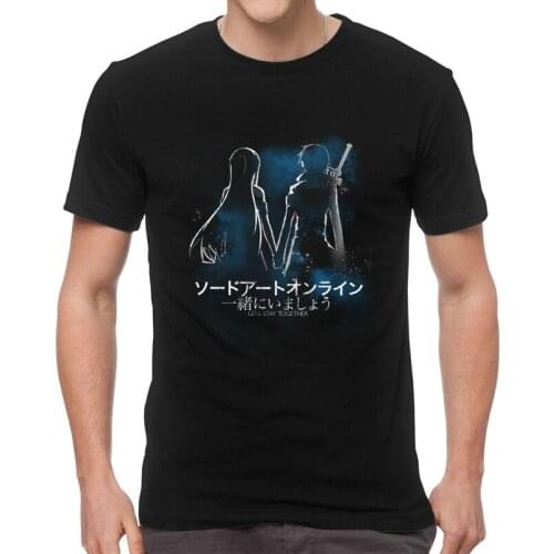 Mens Sword Art Online T-Shirt Harajuku Anime Manga Yuuki Asuna Tshirt Short Sleeve Cool T Shirt Homme Cotton Tee Gift