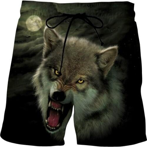 Mens and womens beach pants 2021 summer new swimming 3D wolf print surfing breathable gym sweatpants seaside surfing shorts
