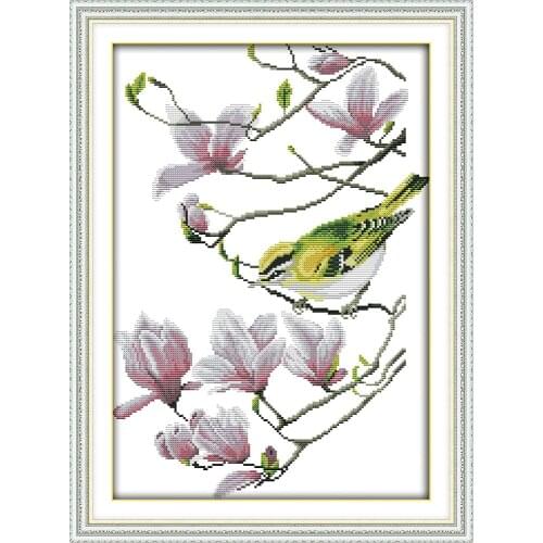 The bird with yulan cross stitch kit Animal flower 14ct 11ct count print canvas stitching embroidery DIY handmade needlework