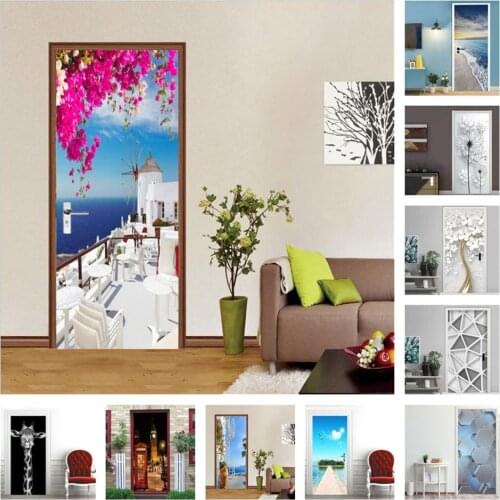 3D landscape Wallpaper Modern Design Self-Adhesive Door Sticker Corridor Living Room Decoration Poster Wall Decal DIY Home Decor