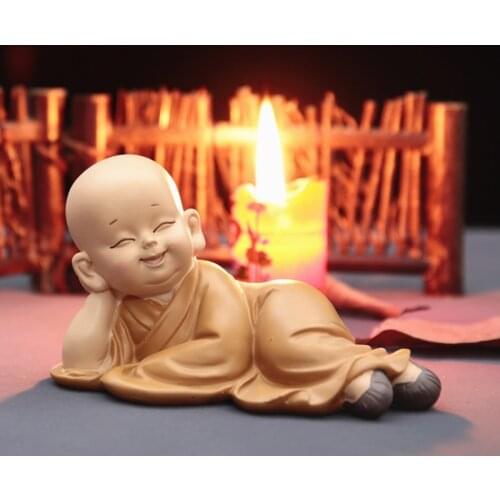 Small Ornament Mini Little Monk Sculpture Buddhist Handmade Home Decoration Ornaments Office Desk Car