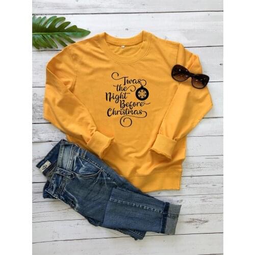 Twas The Night Before Christmas Fashion Letter Hoodies Women Clothing Pullover Casual Female Sweatshirt O Neck Long Sleeve Shirt