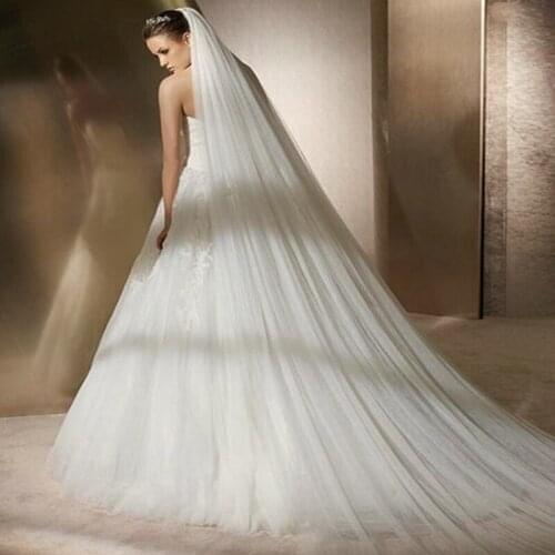 3M One Layer applique Edge White Ivory Catherdal Wedding Veil Bridal Veil Wedding Accessories