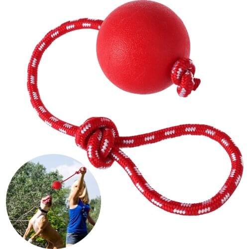 Pet Solid Rubber Ball with Rope Dog Ball Launcher Thrower for Pets Training Exercising