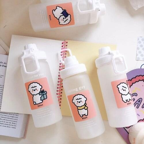 Portable Lovely Glass Water Bottle Cup Cartoon Water Juice Coffee Cup Cute Kids Girl School Kawaii Bottles Flask