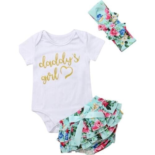 PUDCOCO Cute Newborn Baby Girls Cotton Tops Romper Floral Pants Outfits Set Clothes