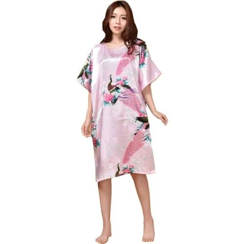 Plus Size Pink Summer Womens Robe Bathrobe Sleepwear New chinese Female Rayon Bath Gown Nightgown Sleepshirts Mujer Pijama 002