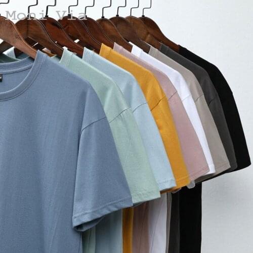 2021 Summer Mens Cotton T-Shirt Solid Color O-Neck Short Sleeve Shirts For Men Oversize Leisure Comfortable Casual Mens Shirts