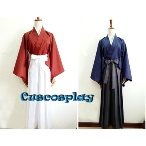 Rurouni Kenshin HIMURA KENSHIN Cosplay Costume two color kimono halloween Christmas costumes for women men adults