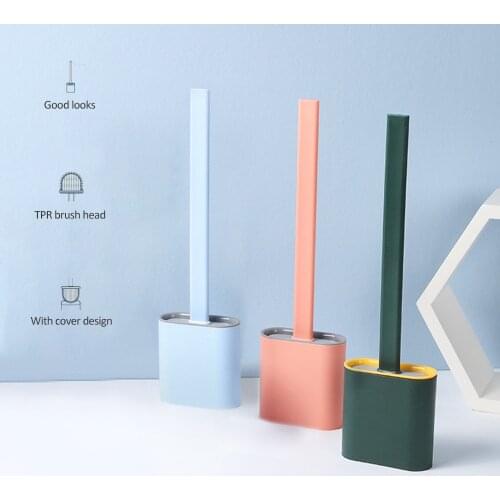Bathroom Toilet Brush Wall Hanging Type Durable Cleaning Brush with Stand Holder No Dead Angle Cleaning Tool