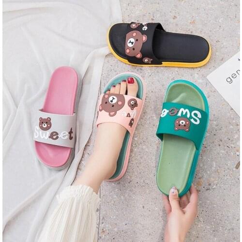 Women Thick Platform Slippers Bear Summer Beach Eva Soft Sole Slide Sandals Leisure Men Ladies Indoor Bathroom Anti-slip Shoes
