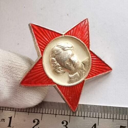 Soviet Union CCCP Young Pioneers Badge Childhood Lenin Head USSR Red Five Atars Aluminum Old Brooch Pin
