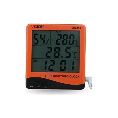 VC230A Big Screen Temperature And Humidity Thermo Hygrometer With Clock