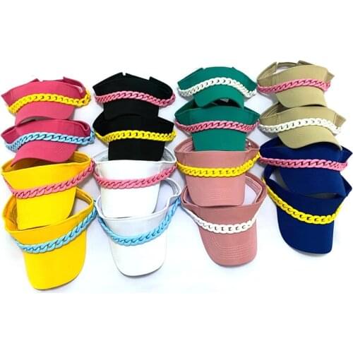 Empty top hat acrylic chain hat women wild summer sunscreen sunshade travel sun hat casual hipster cap панама женская