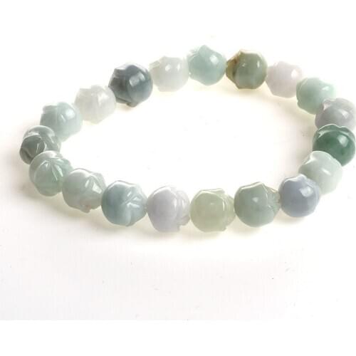 10mm Women Bracelets Bangles AAA Jadeite Emerald Bracelets Rose Flower Buddha Beads Bracelets Gift for Females Jade Jewelry