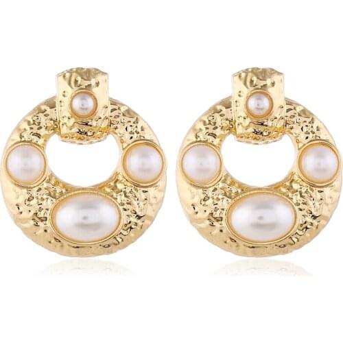 Fashion Statement Drop Pearl Earrings for Women Geometric Gold Silver Color Jewelry Brincos Vintage Maxi Earings Pendientes