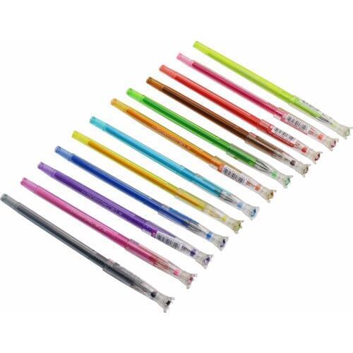 12 Pcs Diamond Head Pen Creative Stationery Candy Color Cute Stationery Roller Ball Gel Pen Refill 0.5mm Office School Supplies