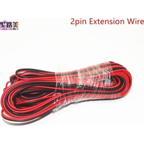 5/10/20m/50m 22AWG 2pin Wire Extend Red Black Cable Cord Connector Cable Electrical Wire for 5050 3528 2835 LED Strip Light Tape