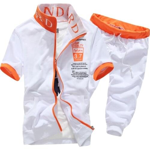 2021 new arrivals fashion men short sleeve tracksuit casual sporting suit hoodies and shorts M-XXL