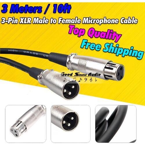 3m 3 Pin XLR Male to Female Connector Studio Condenser Microphone Signal Audio Cable Dynamic Mic Wire Cord For 48V Power Supply