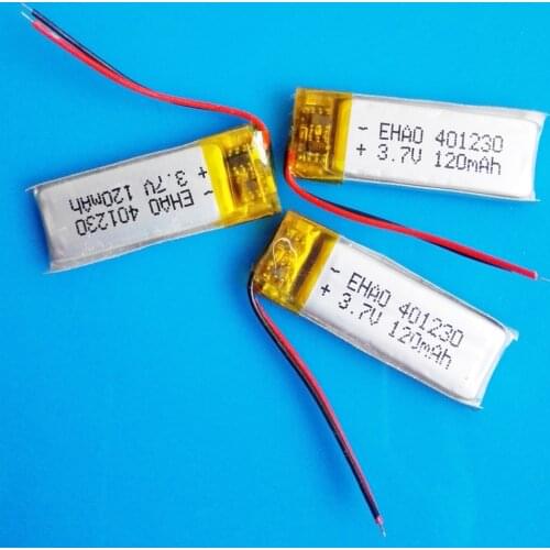 3 pcs EHAO 401230 3.7V 120mAh Lithium Polymer lipo Rechargeable Lipo battery for MP3 GPS bluetooth headset video pen camera